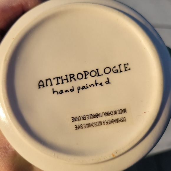 Anthropologie Monogram "W" Mug Green & White ~ Wendy ~ Will ~ Whatever! ~ VGUC - Picture 4 of 14